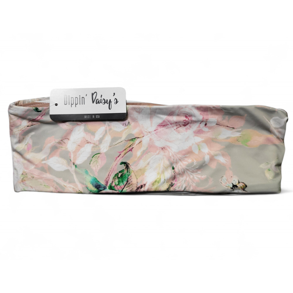 NWT DIPPIN‎ DAISY'S Bandeau Floral Striped Bikini Top Made in USA Women's Size S